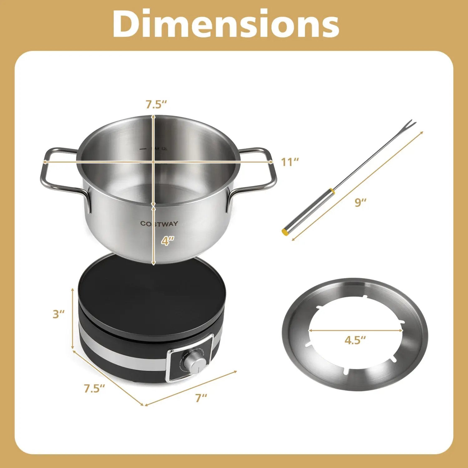 Electric Fondue Pot Set with 6 Forks - 2.6 Quart Capacity by DirectDeals