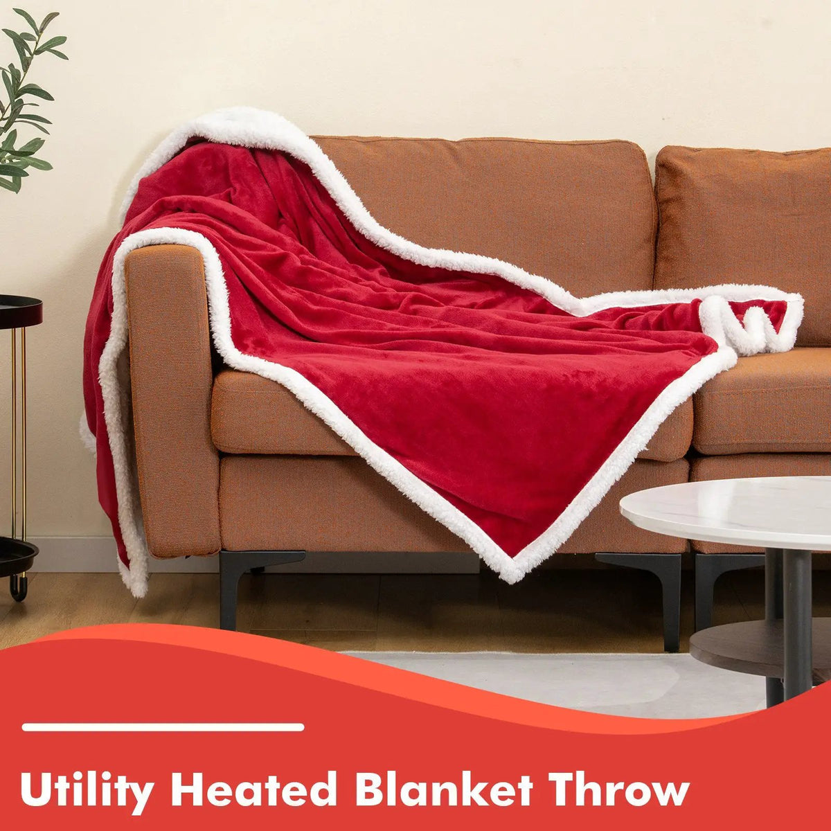Electric Heated Blanket Throw Reversible Flannel and Sherpa Blanket, photo 6 of 24
