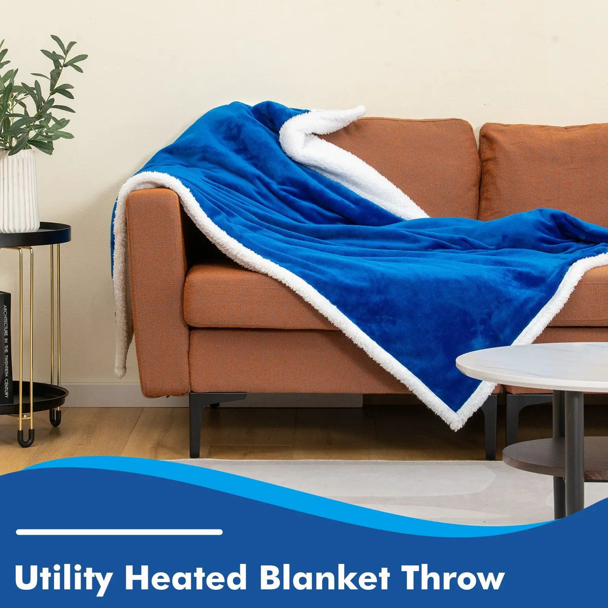 Electric Heated Blanket Throw Reversible Flannel and Sherpa Blanket, photo 10 of 24