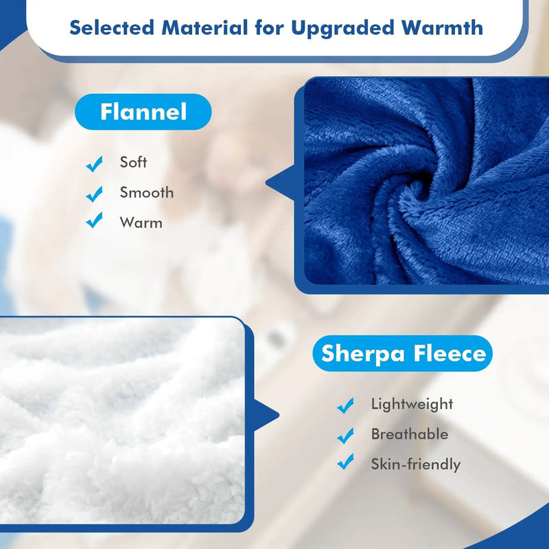 Electric Heated Blanket Throw Reversible Flannel and Sherpa Blanket by DirectDeals