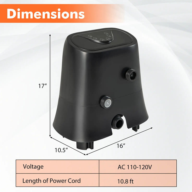 1350W Electric Heater Pump with Touch Panel and LED Display-Black by DirectDeals