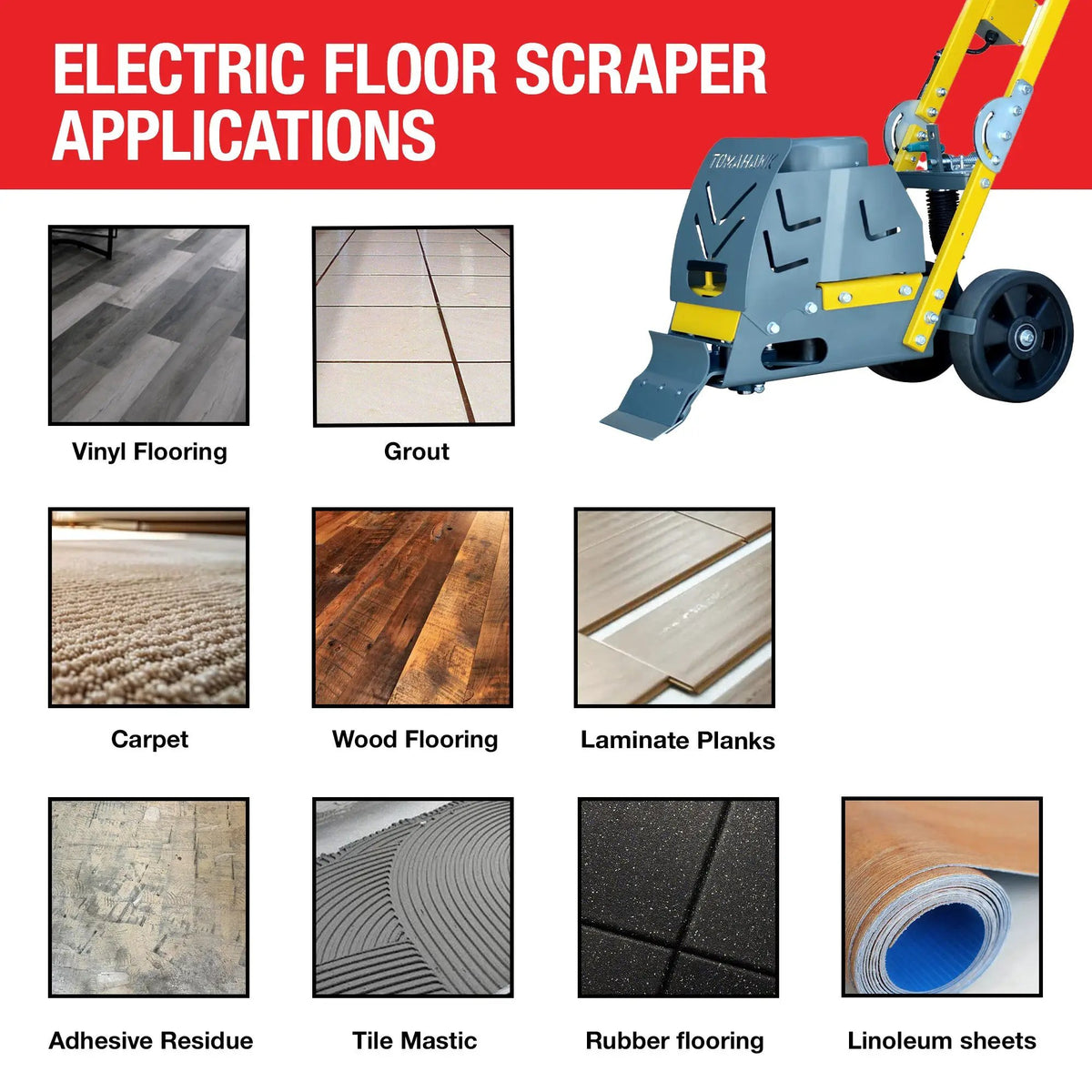 Electric Floor Scraper Vinyl Stripper Carpet Wood Floor Remover, photo 5 of 16