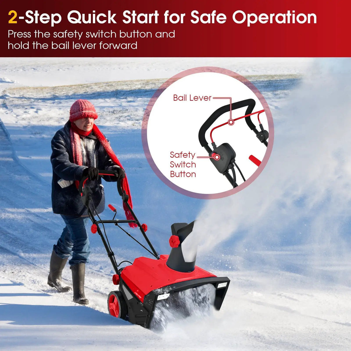 20 Inch 120V 15Amp Electric Snow Thrower with 180¬∞ Rotatable Chute, photo 16 of 16