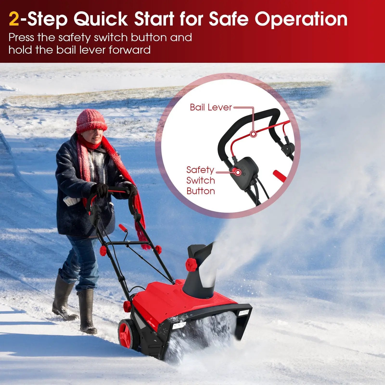 20 Inch 120V 15Amp Electric Snow Thrower with 180¬∞ Rotatable Chute by DirectDeals