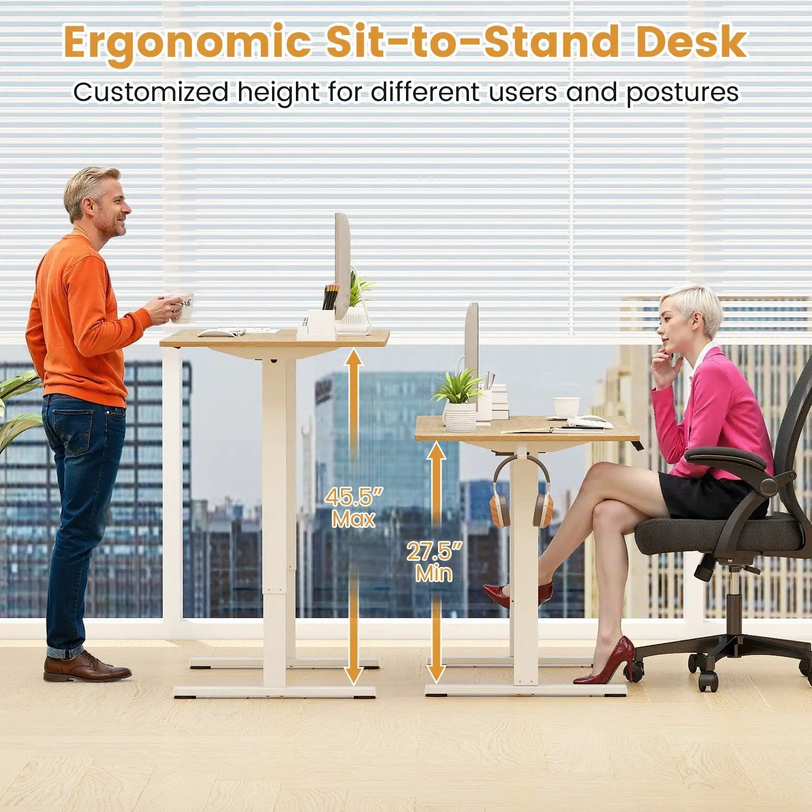 Electric Standing Desk Frame Height Adjustable Computer Desk Base with LED Display by DirectDeals