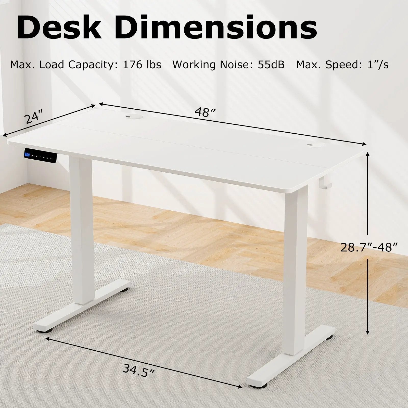 Electric Standing Desk with Memory Presets & Cable Management by DirectDeals