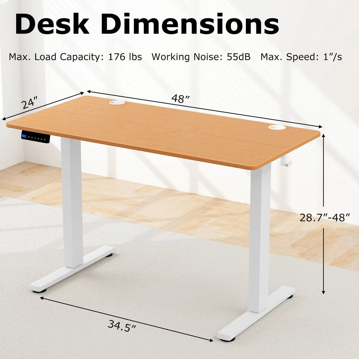 Electric Standing Desk with Memory Presets & Cable Management, photo 10 of 15