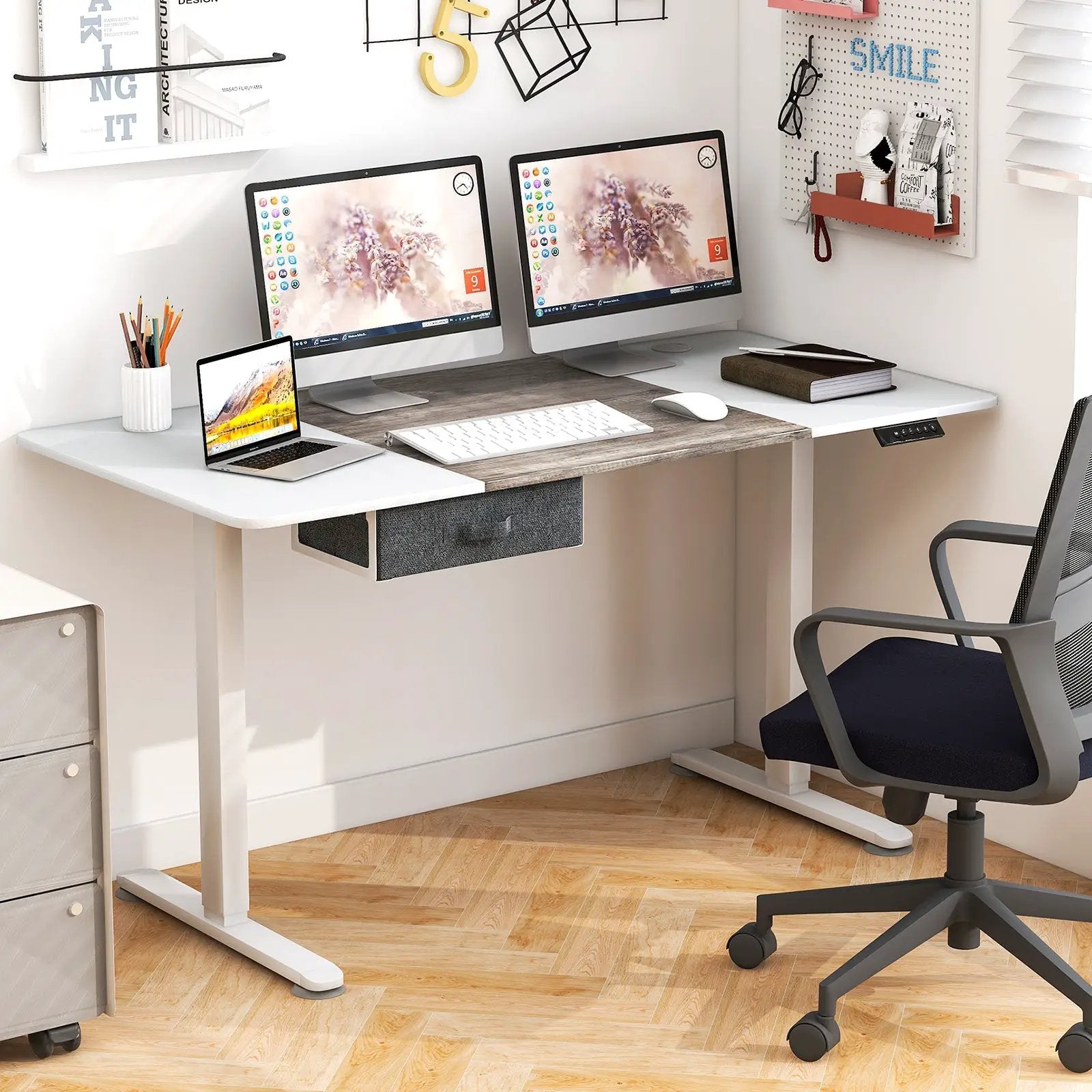 Height Adjustable Electric Standing Desk with USB Charging Port by DirectDeals
