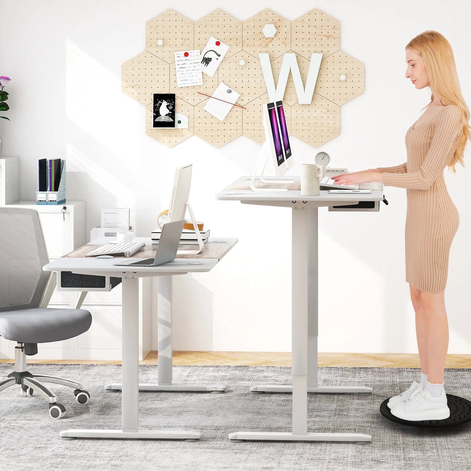 Height Adjustable Electric Standing Desk with USB Charging Port by DirectDeals