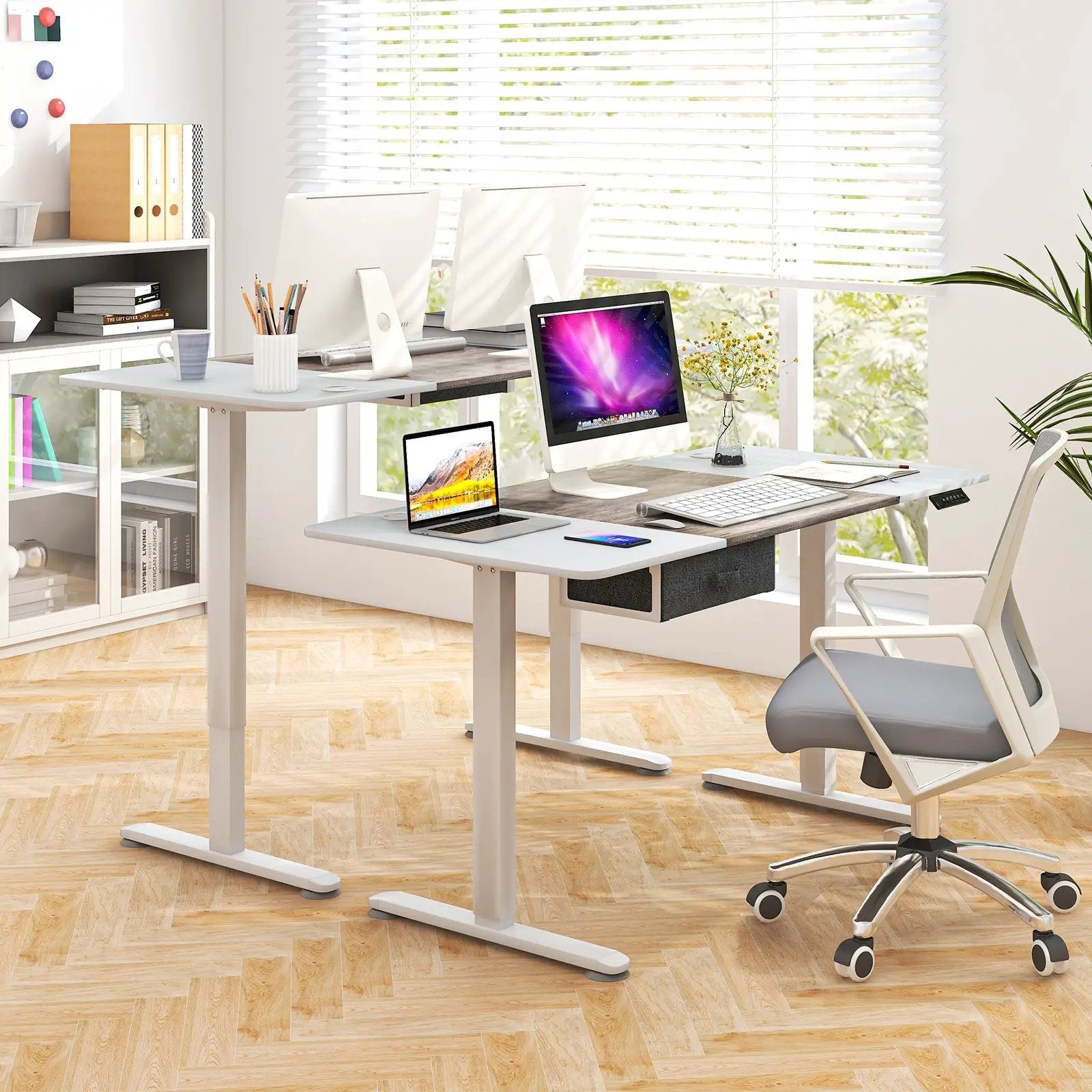 Height Adjustable Electric Standing Desk with USB Charging Port by DirectDeals