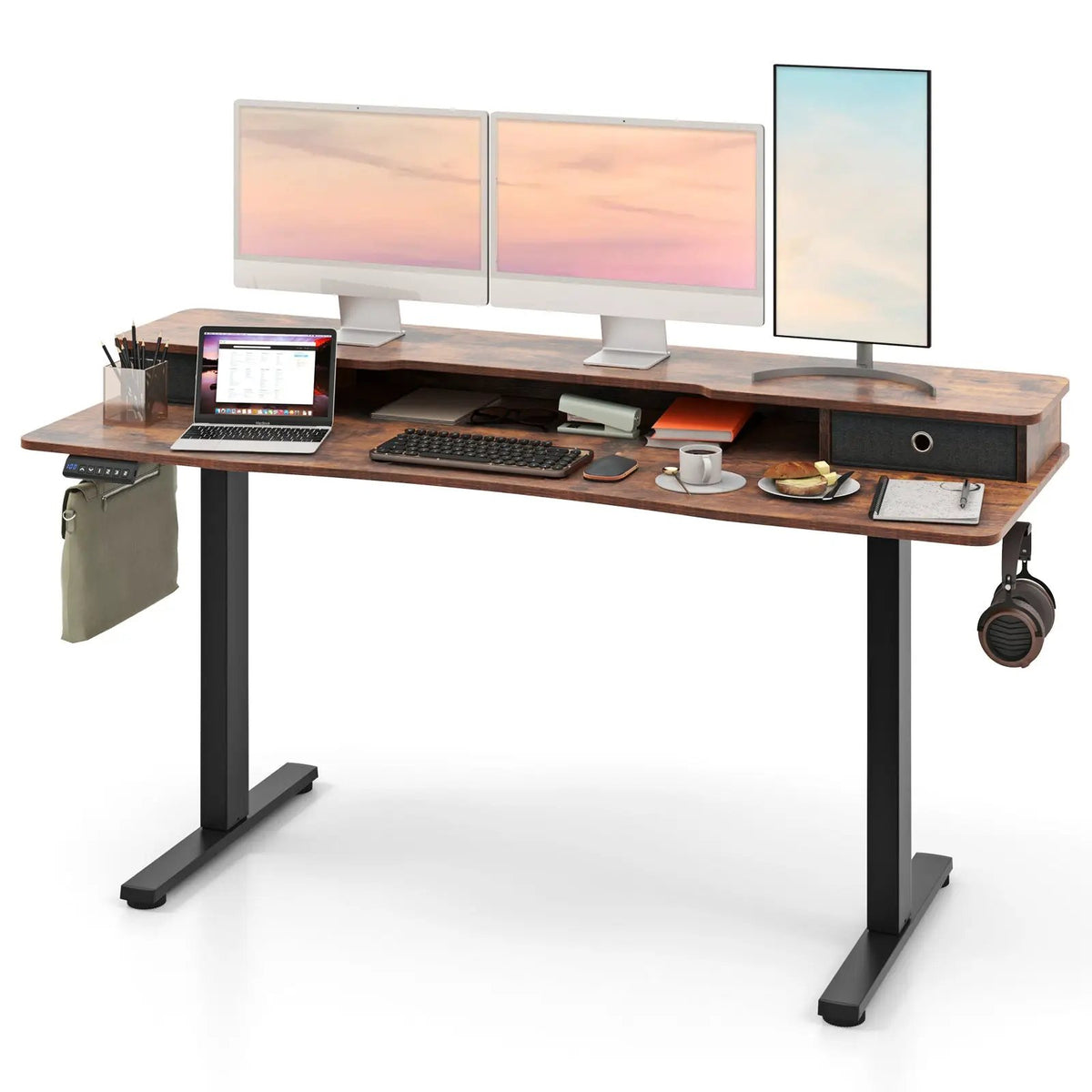63 Inch x 24 Inch Electric Standing Desk with 2 Drawers, photo 2 of 10