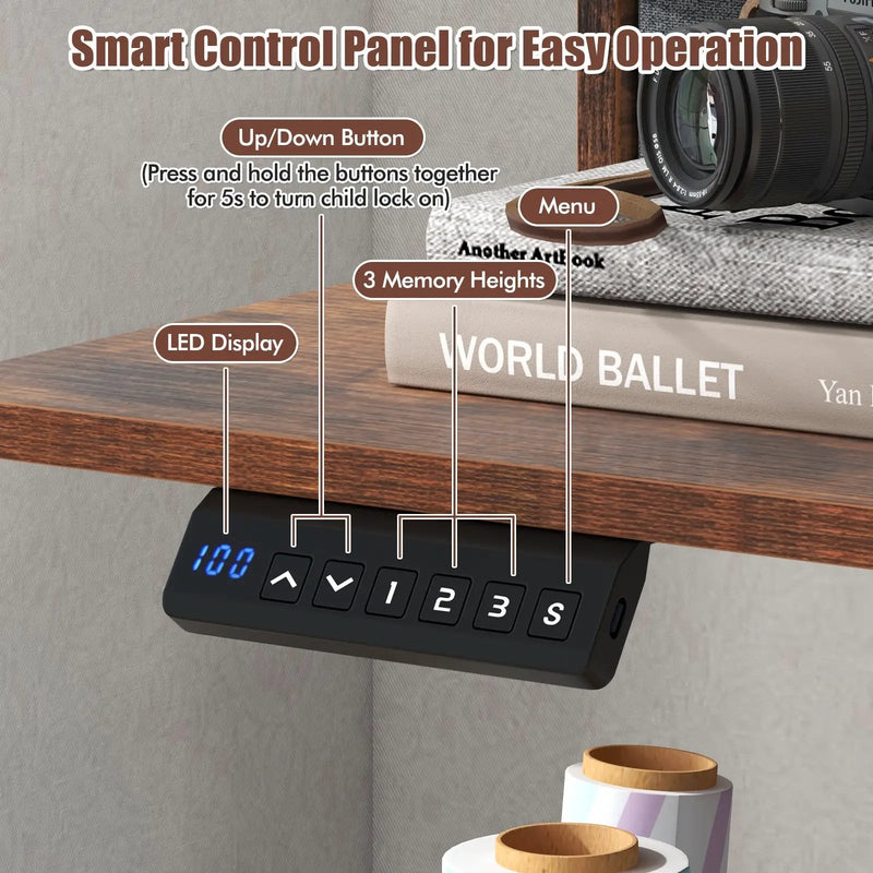 63 Inch x 24 Inch Electric Standing Desk with 2 Drawers by DirectDeals