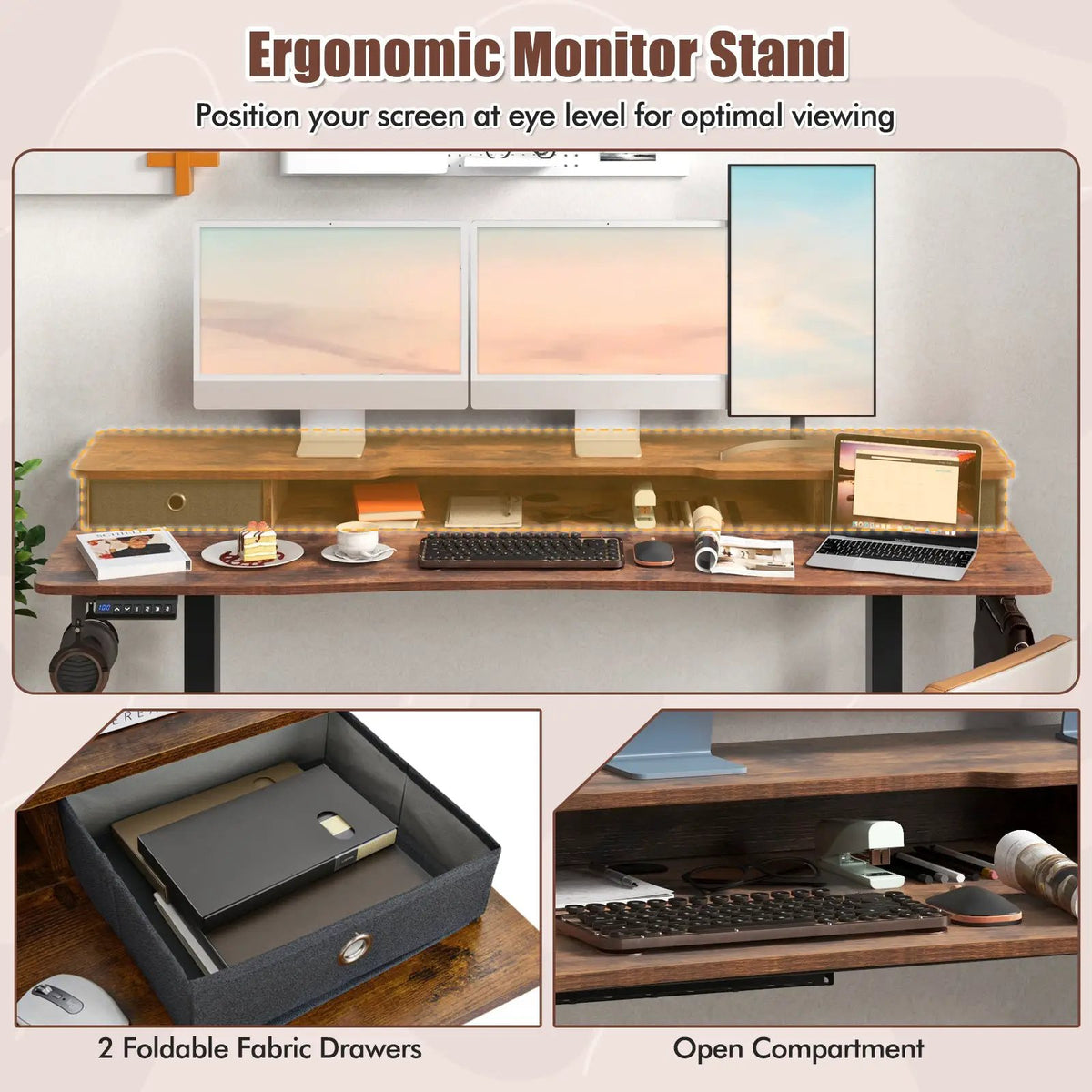 63 Inch x 24 Inch Electric Standing Desk with 2 Drawers, photo 8 of 10