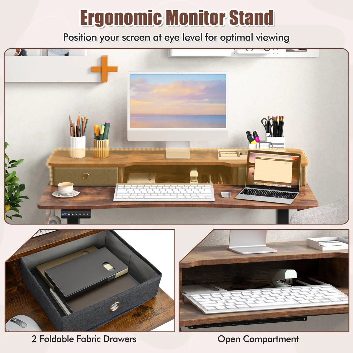 48 Inch x 24 Inch Height Adjustable Electric Standing Desk with 2 Drawers, photo 7 of 10