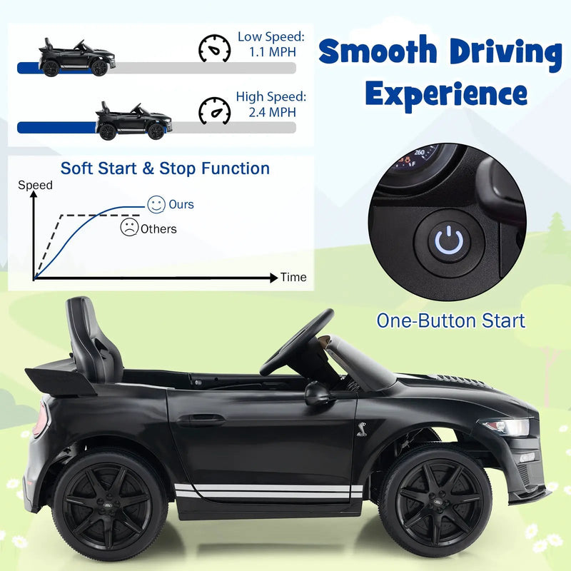 12V Licensed Ford Mustang Shelby GT500 Kids Ride on Car with Remote Control for Kids Aged 3-8 by DirectDeals
