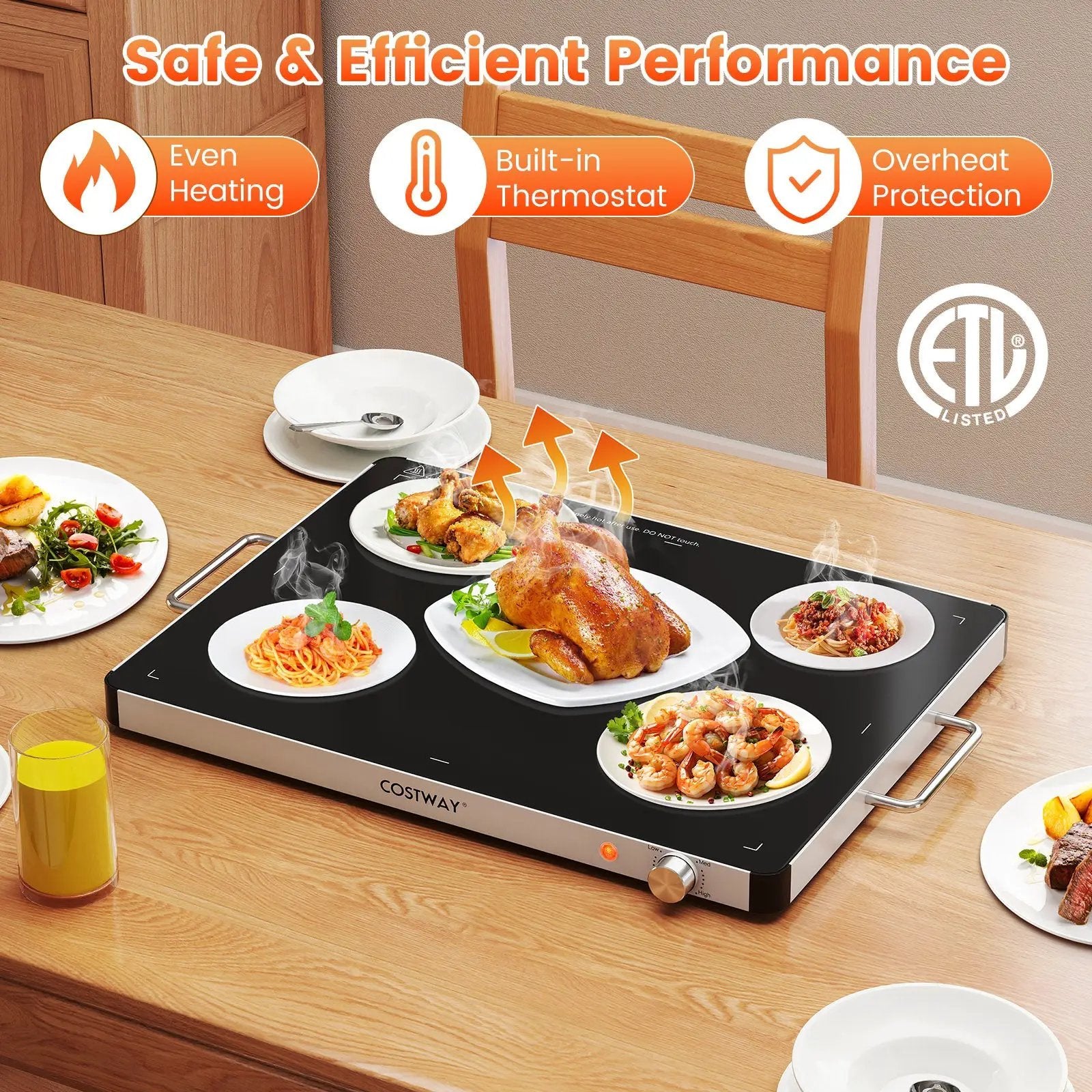 Electric Warming Food Warmer with Adjustable Temperature Control and Overheat Protection by DirectDeals