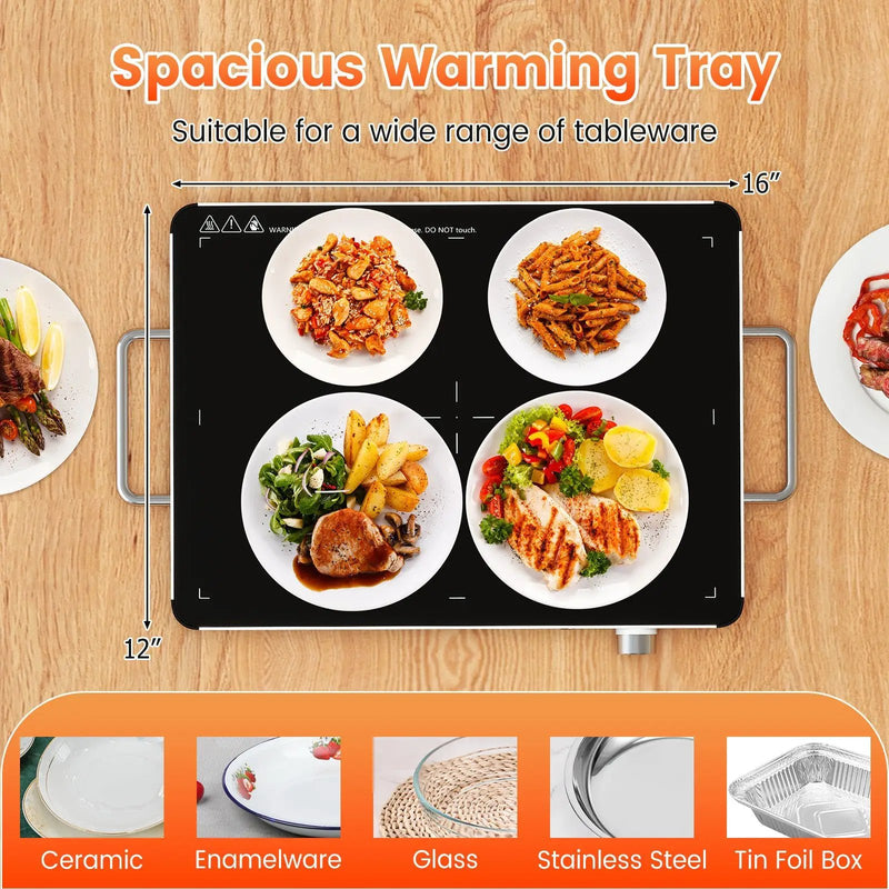 Electric Warming Tray Food Warmer with Adjustable Temperature Control by DirectDeals