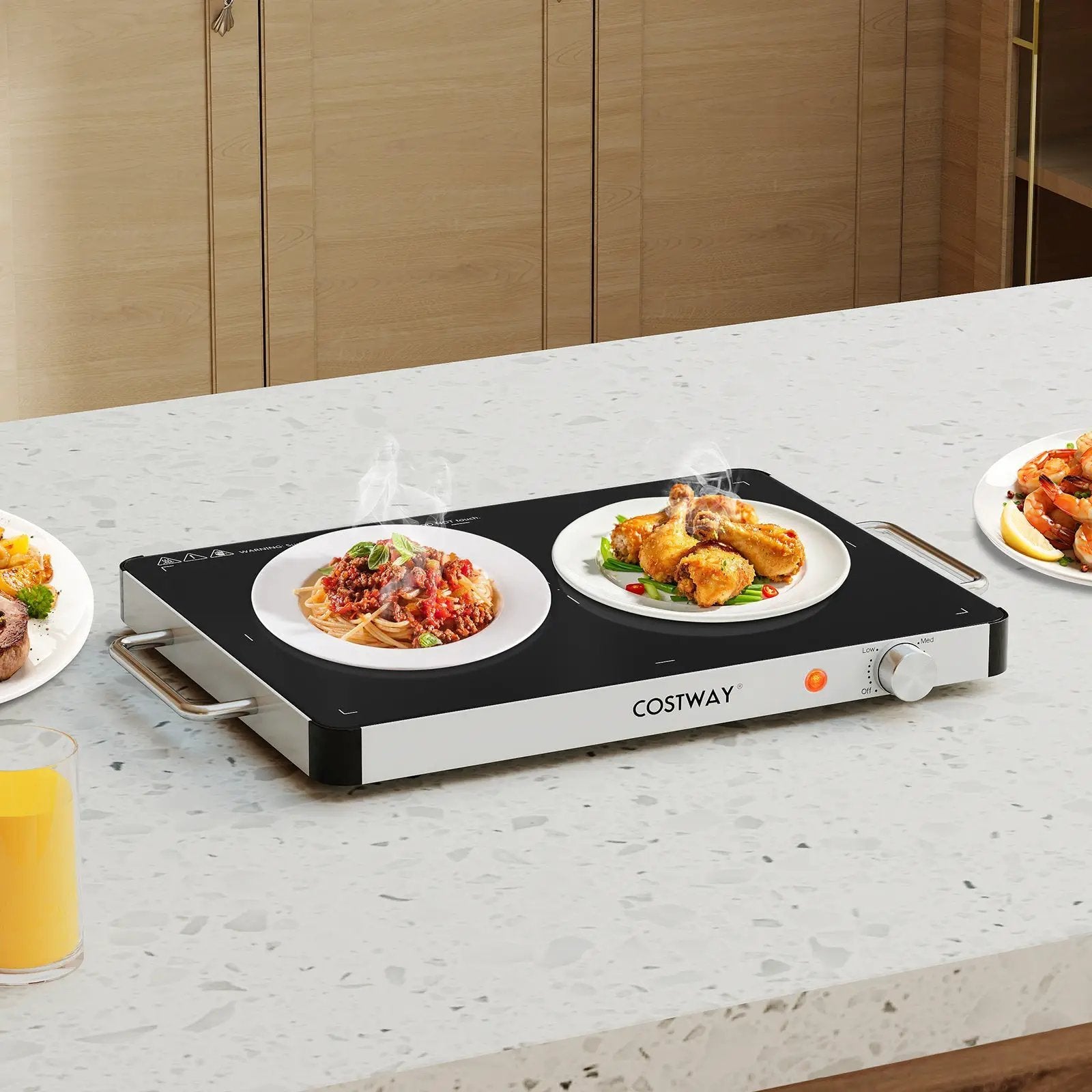 Electric Warming Tray Food Warmer with Adjustable Temperature Control by DirectDeals