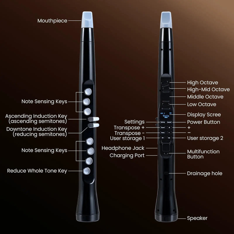 Electronic Wind Instrument Synthesizer Rechargeable Digital Saxophone-Black by DirectDeals