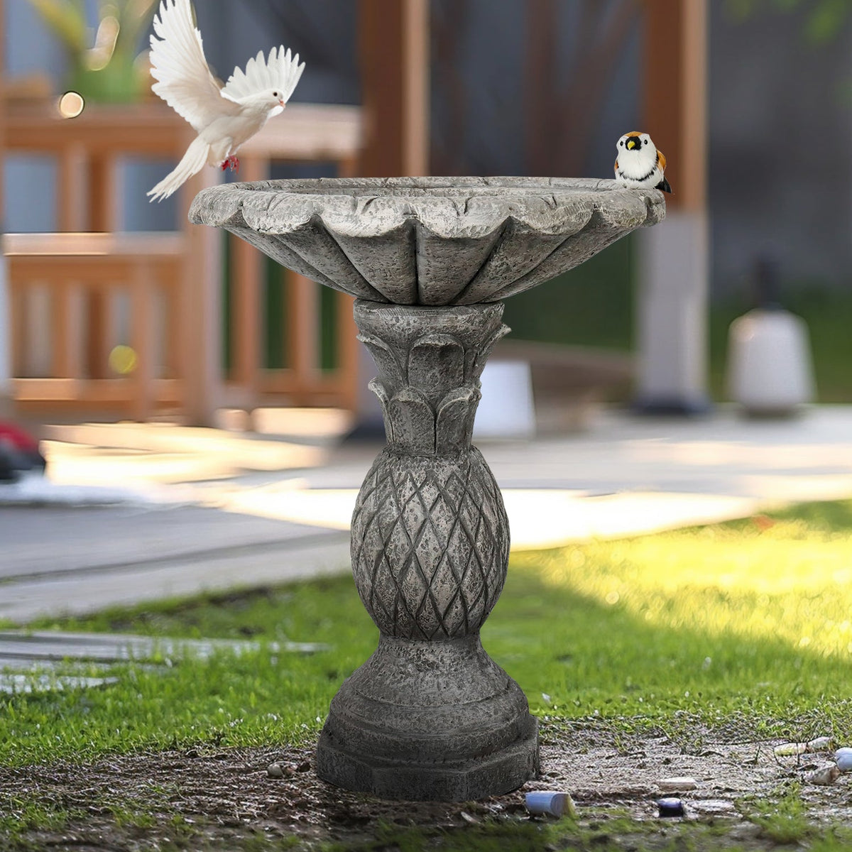 Concrete Pineapple Bird Bath Classical Pedestal 24 Inch, photo 2 of 12