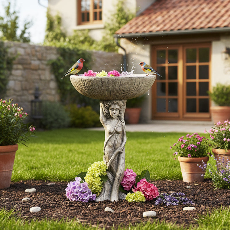 Concrete Bird Bath Statue Classical Goddess 22 Inch, photo 3 of 12
