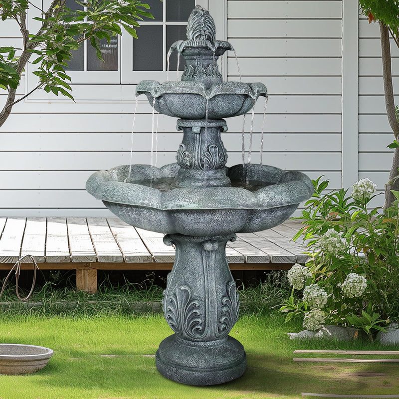 Concrete Pedestal Fountain Ornate 3 Tier Outdoor, photo 3 of 12