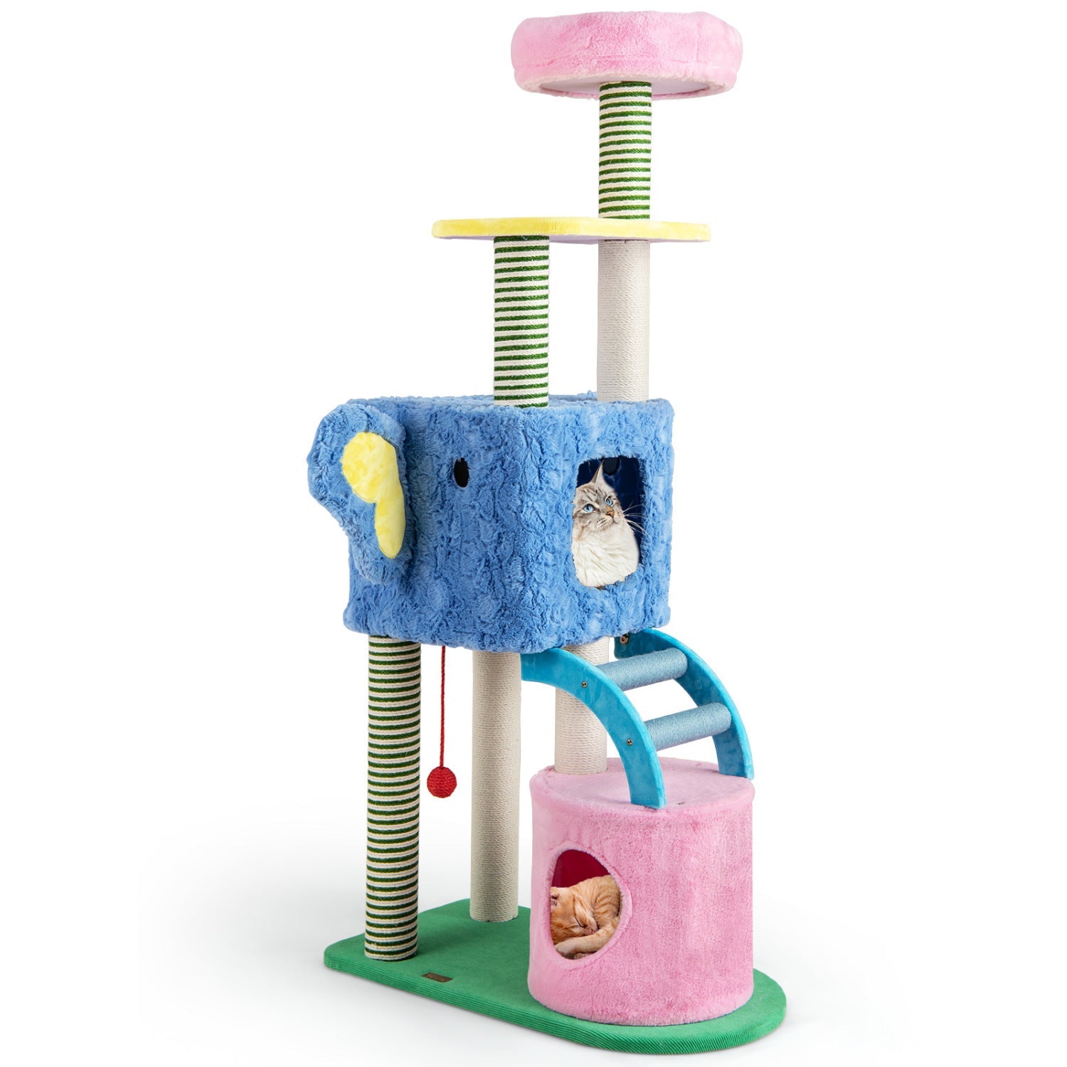 Elephant Themed Cat Tree for Adult Cats Multi-level Kitty Tower with 2 Condos by DirectDeals