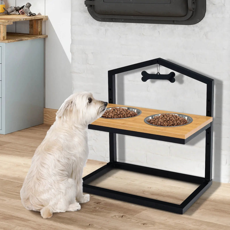 5 Heights Elevated Pet Feeder with 2 Detachable Stainless Steel Bowl by DirectDeals