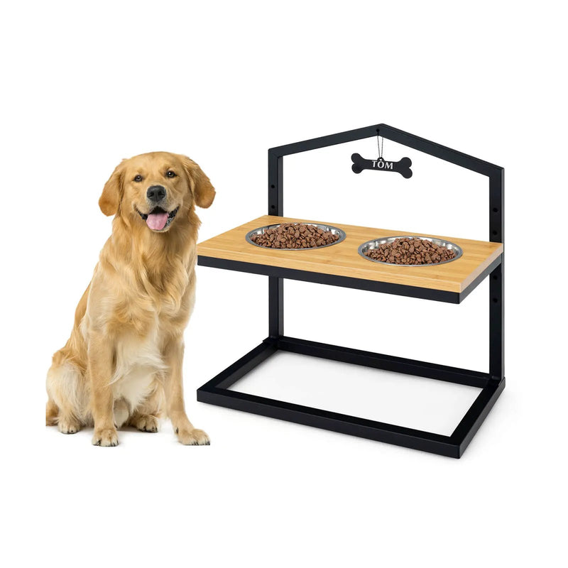 5 Heights Elevated Pet Feeder with 2 Detachable Stainless Steel Bowl by DirectDeals