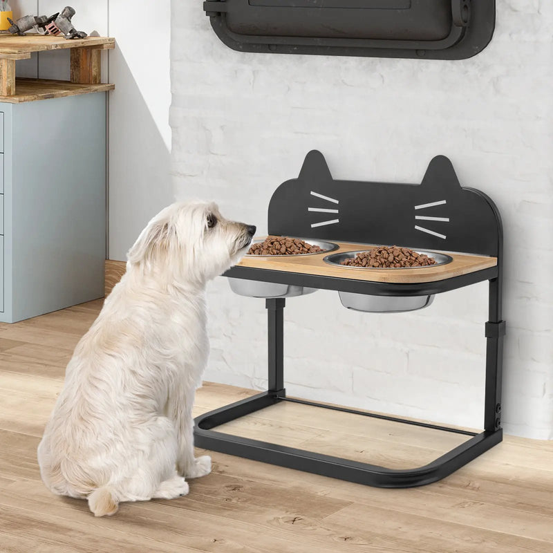 Elevated Pet Feeder with 2 Stainless Steel Bowls for Cats and Small and Medium Dogs by DirectDeals