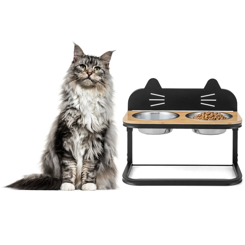 Elevated Pet Feeder with 2 Stainless Steel Bowls for Cats and Small and Medium Dogs by DirectDeals