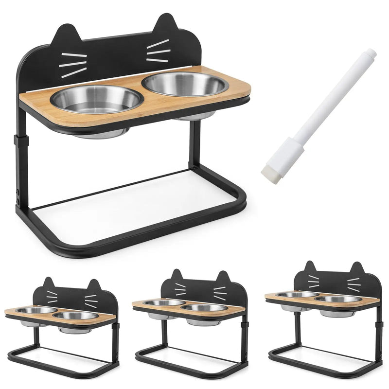 Elevated Pet Feeder with 2 Stainless Steel Bowls for Cats and Small and Medium Dogs by DirectDeals