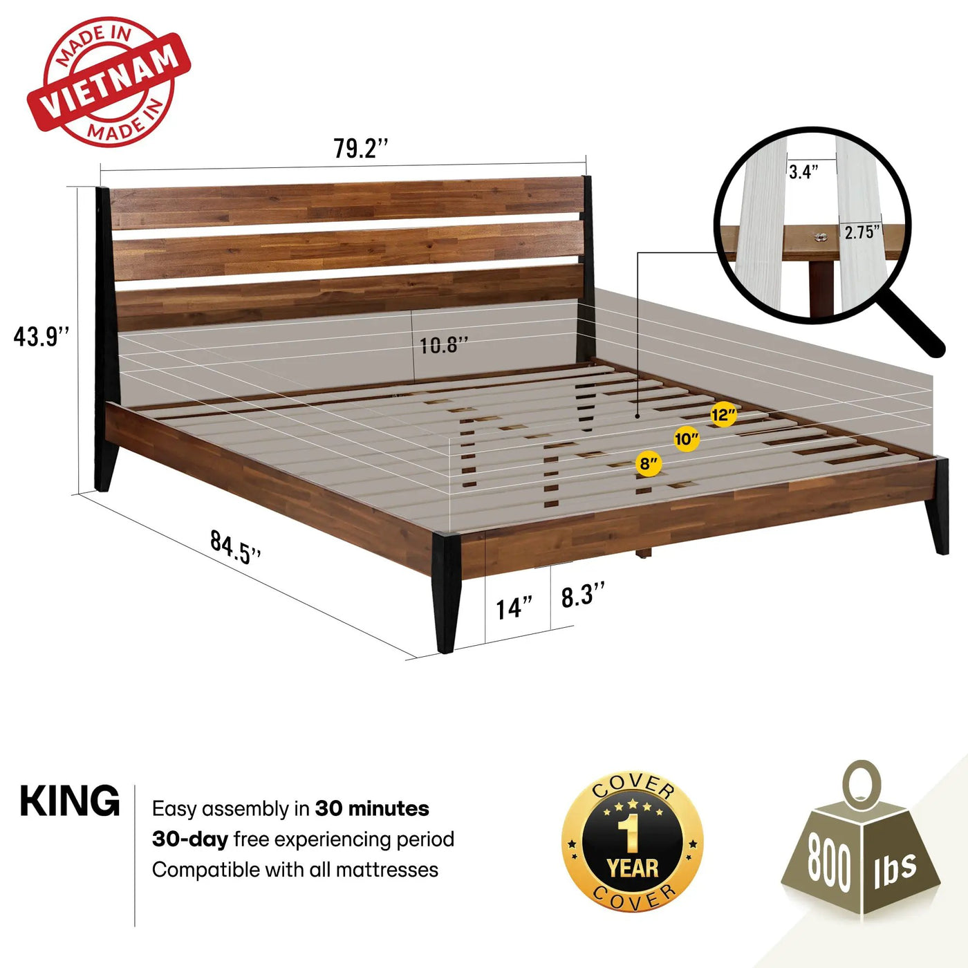 Emery Solid Wood Bed Frame by Megsu