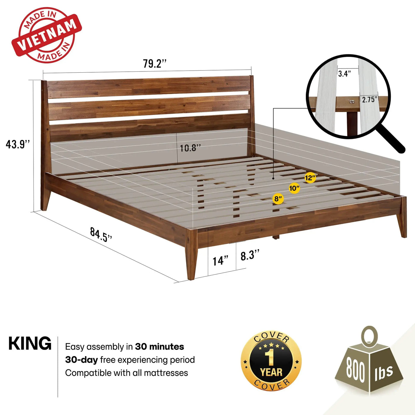 Emery Solid Wood Bed Frame by Megsu