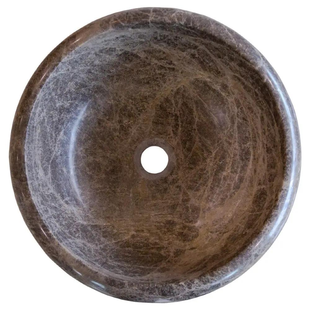 Emperador Brown Natural Marble Vessel Sink - Polished 16 inch by GobekDesign