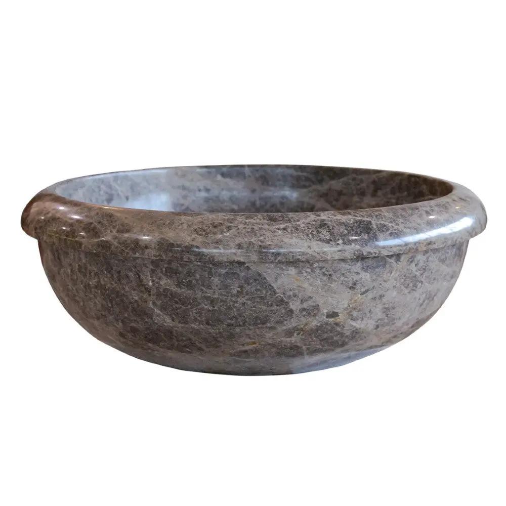 Emperador Brown Natural Marble Vessel Sink - Polished 16 inch by GobekDesign
