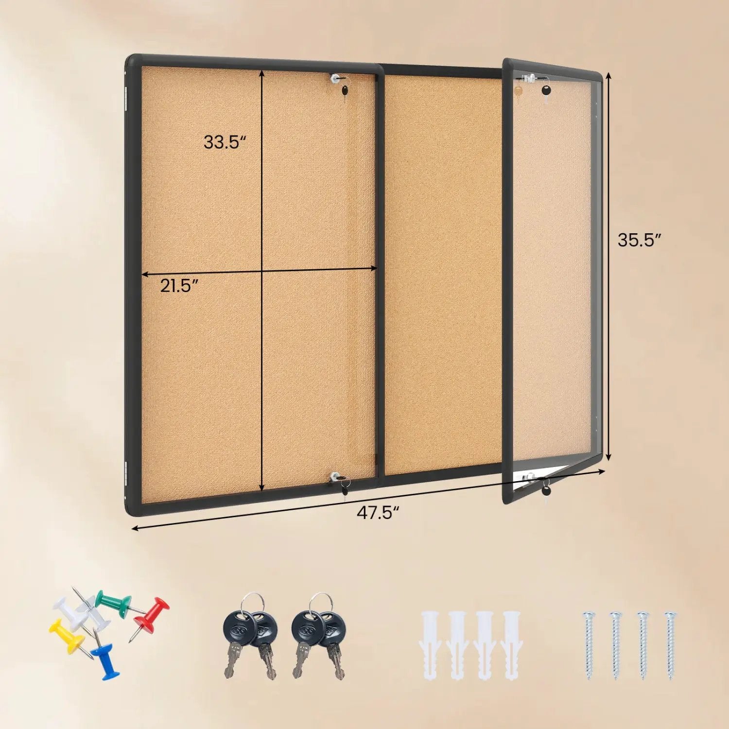 Enclosed Bulletin Board 47.5" x 35.5" with Aluminum Frame by DirectDeals