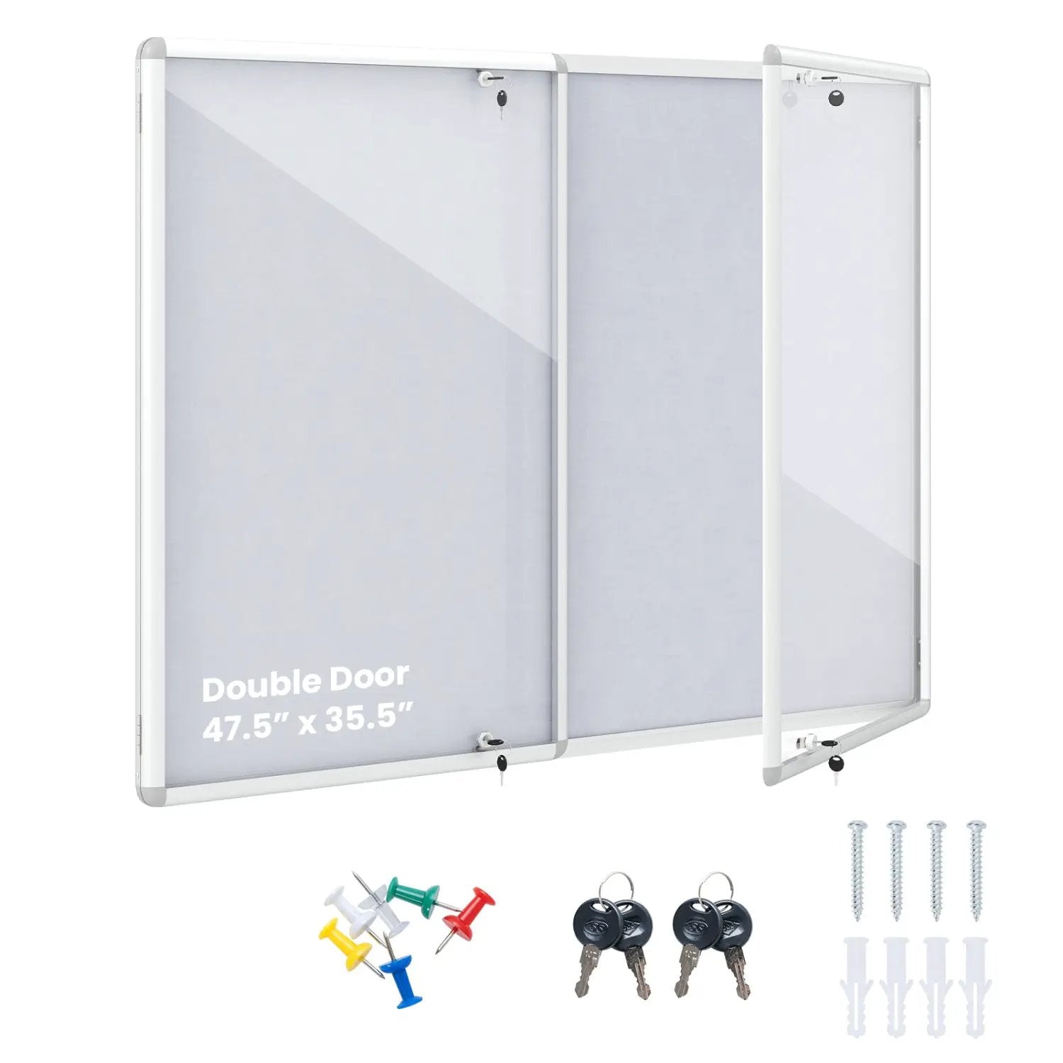 Lockable Cork Bulletin Board 47.5" x 35.5" Aluminum Frame by DirectDeals