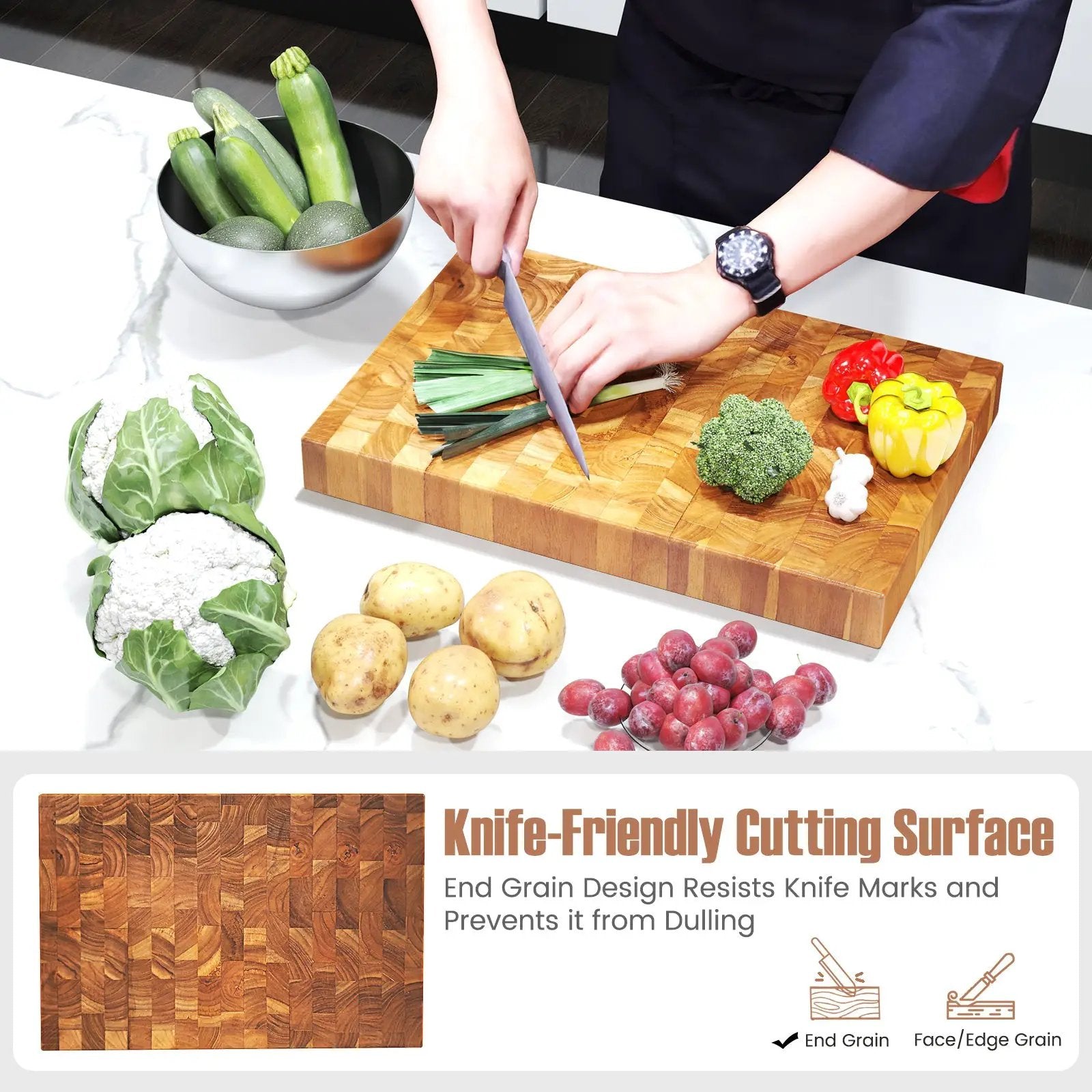 End Grain Cutting Board With Natural Waxes and Oils by DirectDeals