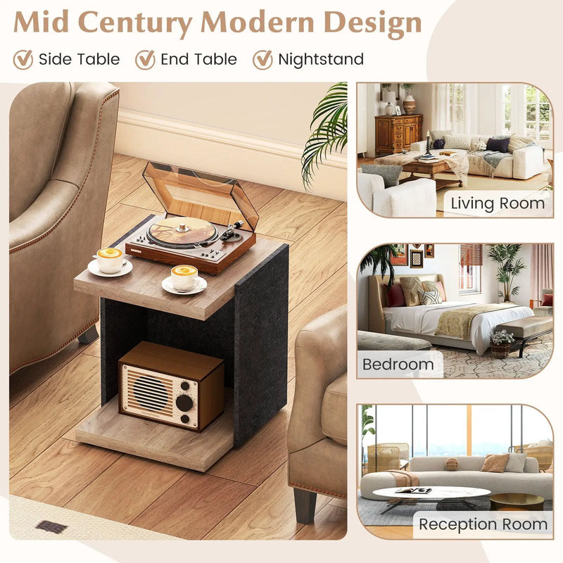 End Table 2-Tier Sofa Side Table with Open Storage Shelf-Oak by DirectDeals