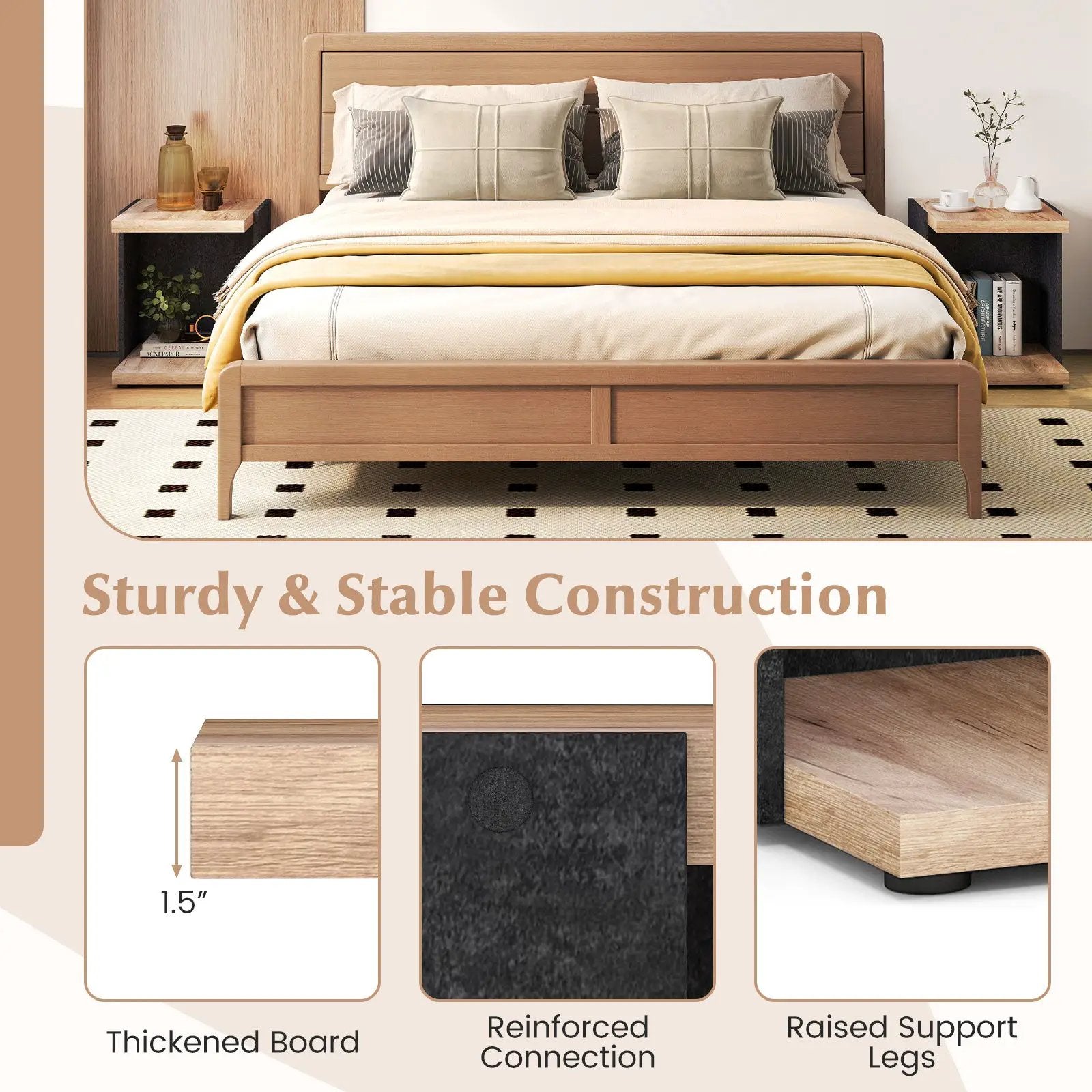End Table 2-Tier Sofa Side Table with Open Storage Shelf-Oak by DirectDeals