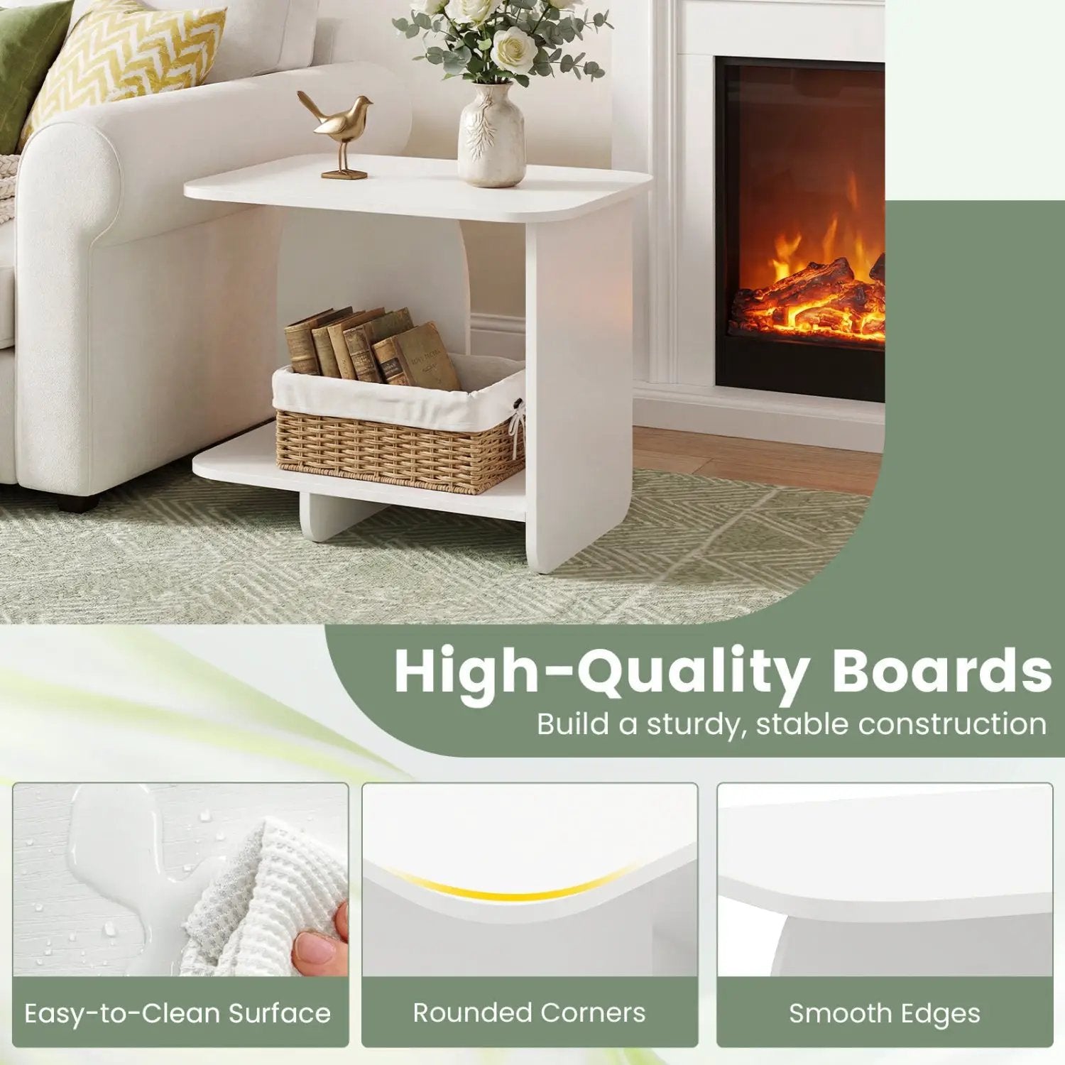 End Table 2-Tier Sofa Side Table with Storage Shelf for Small Space by DirectDeals