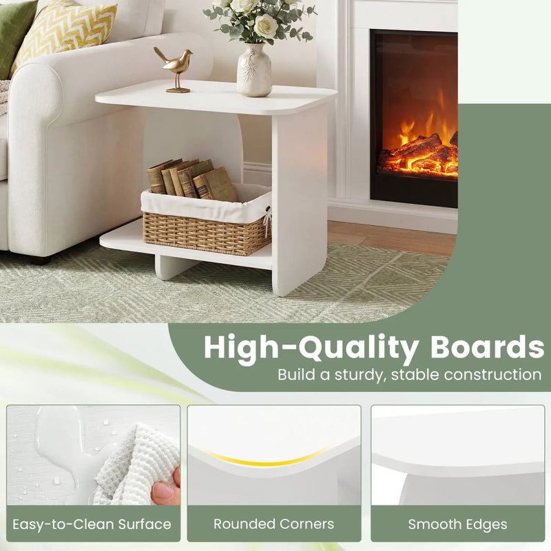 End Table 2-Tier Sofa Side Table with Storage Shelf for Small Space by DirectDeals