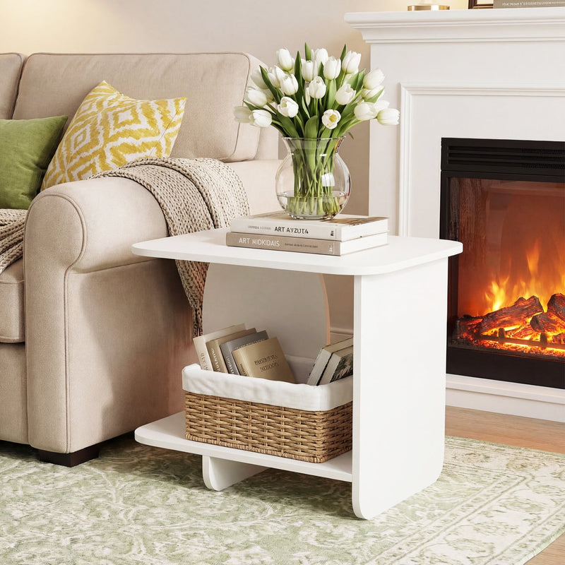 End Table Set of 2 2-Tier Sofa Side Tables with Storage Shelf by DirectDeals