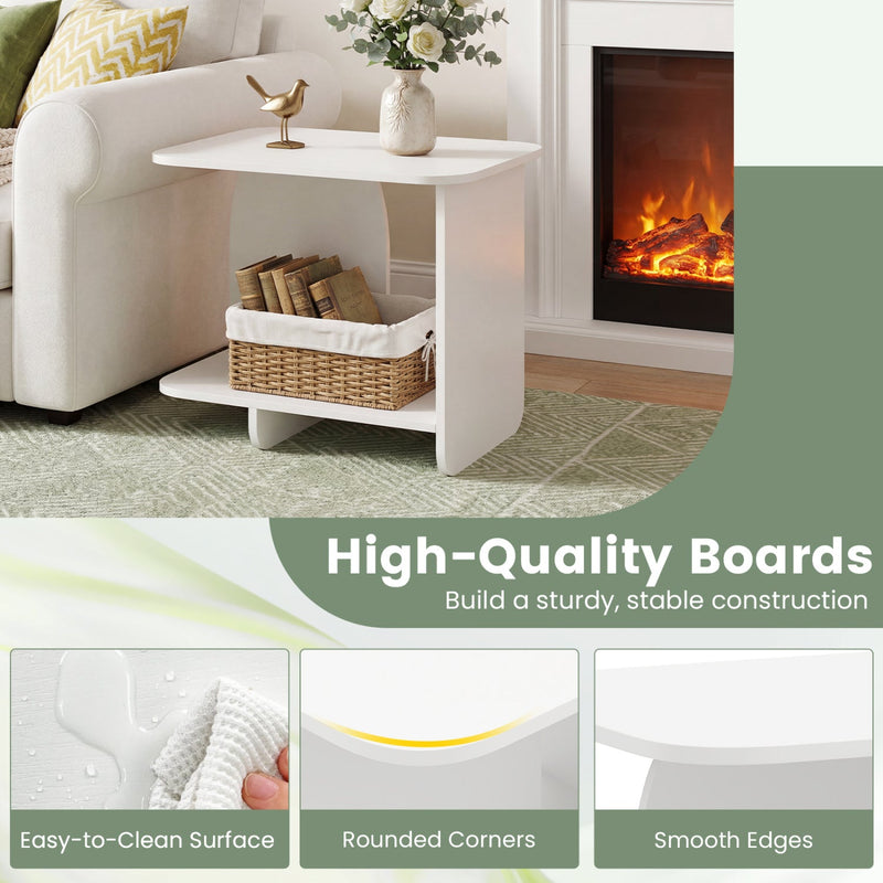 End Table Set of 2 2-Tier Sofa Side Tables with Storage Shelf by DirectDeals