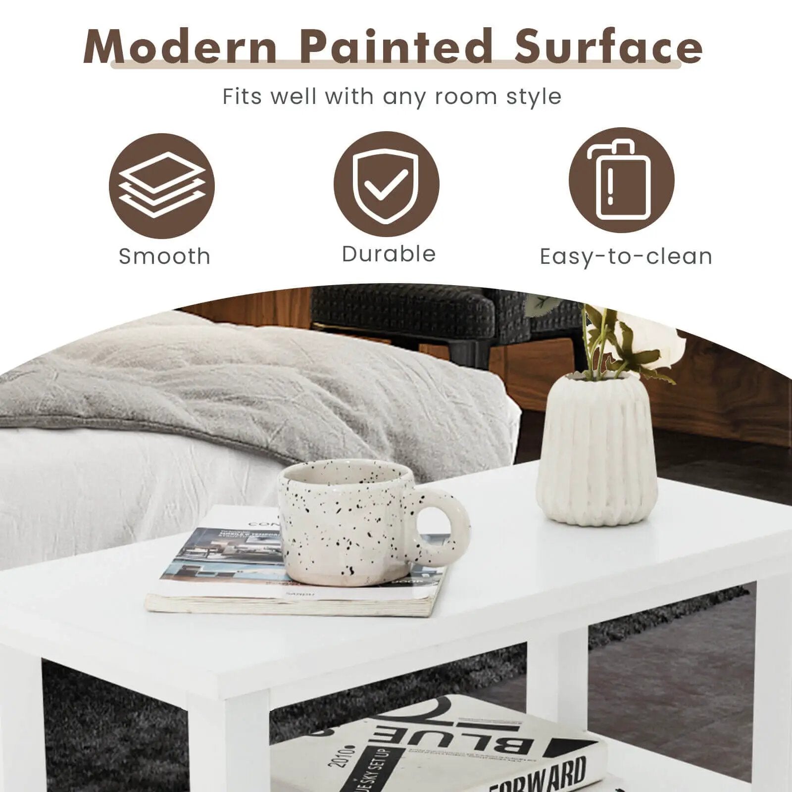 End Table Wooden with 2 Drawers and Shelf Bedside Table by DirectDeals