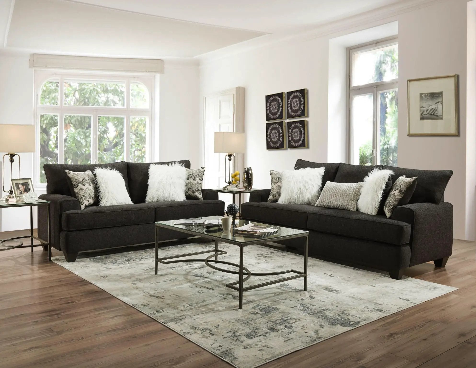 Endurance - Charcoal Grey - 2pc Sofa & Love seat Collection by Unique Piece Furniture