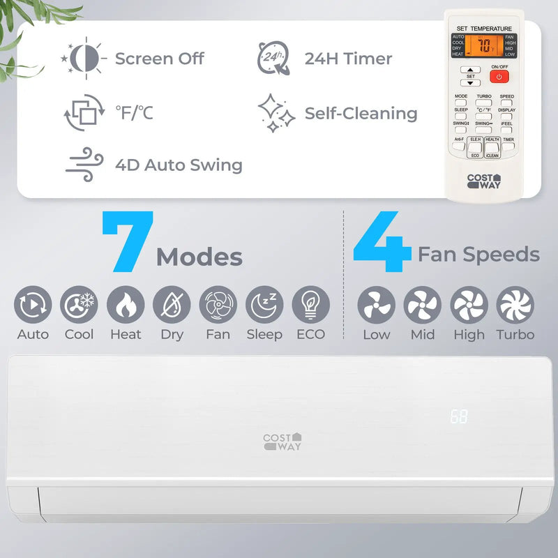 Energy Star Certified 18000 BTU 25 SEER2 208-230V Ductless Mini Split Air Conditioner and Heater WiFi Enabled by DirectDeals