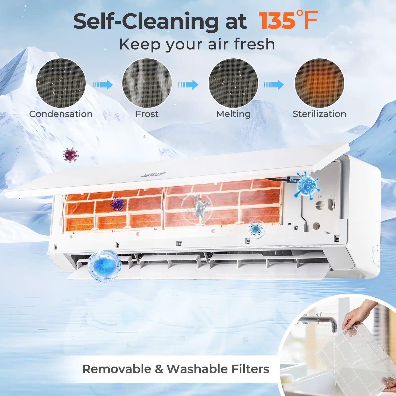 Energy Star Certified 18000 BTU 25 SEER2 208-230V Ductless Mini Split Air Conditioner and Heater WiFi Enabled by DirectDeals
