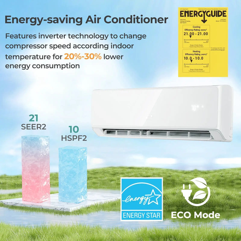 Energy Star Certified 24000 BTU 21 SEER2 208-230V Mini Split Air Conditioner and Heater White Wifi Enabled by DirectDeals